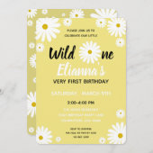 Wild ONE Yellow Daisy Flower Girl Geburtstag Einladung (Vorne/Hinten)