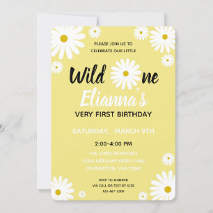 Wild ONE Yellow Daisy Flower Girl Geburtstag Einladung