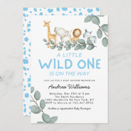 Wild One Zoo Animals Boy Baby Shower Einladung