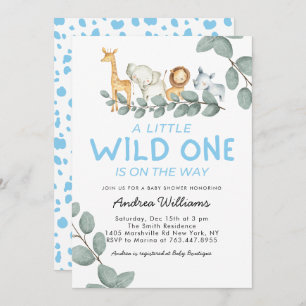 Wild One Zoo Animals Boy Baby Shower Einladung