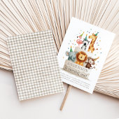 Wild One Zoo Animals Neutral First Birthday Party Einladung