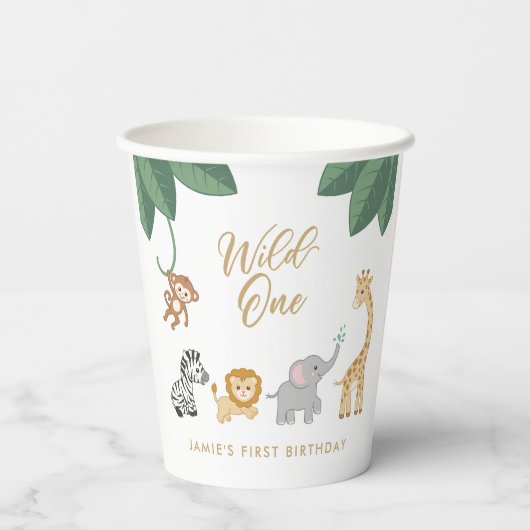 Wild One zum ersten Geburtstag Pappbecher (Rückseite)