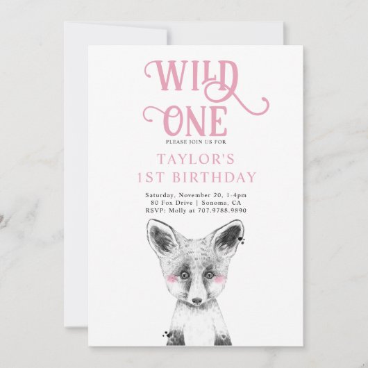 Wild One zum Geburtstag | Mädchen 1. Geburtstag Einladung (Vorderseite)