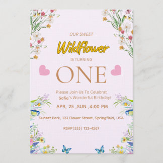 Wild & Onederful Floral Birthday Invitation Einladung