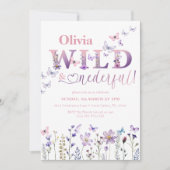 Wild & Onederful Wildblume Butterfly 1. Geburtstag Einladung (Vorderseite)