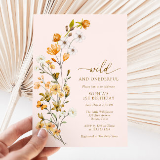 Wild & Onederful Wildblume Girl 1. Geburtstag Einladung