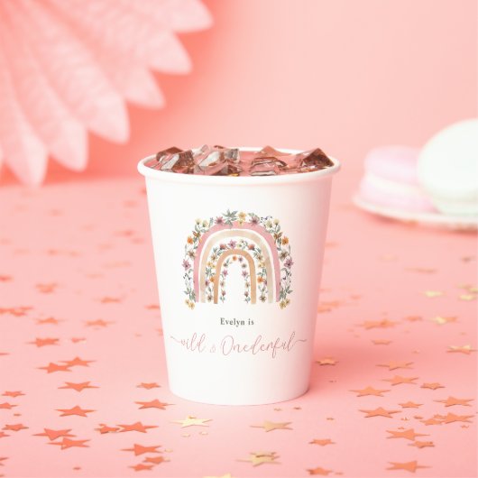 Wild & Onederful Wildblume Rainbow 1. Geburtstag Pappbecher (Insitu)