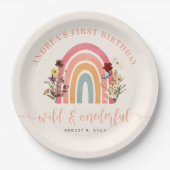 Wild & Onederful Wildblume Rainbow 1. Geburtstag Pappteller (Vorderseite)