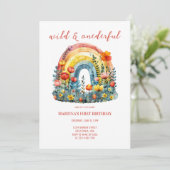 Wild & Onederful Wildblume Rainbow Birthday Einladung (Stehend Vorderseite)