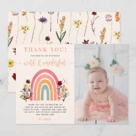Wild Onederful Wildblume Rainbow Birthday Foto Dankeskarte