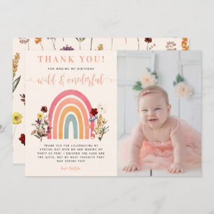 Wild Onederful Wildblume Rainbow Birthday Foto Dankeskarte