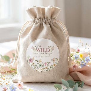 Wild & Onederful Wildblumen 1. Geburtstagsfeier Runder Aufkleber