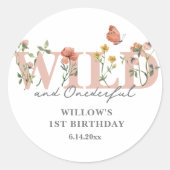 Wild & Onederful Wildflower 1st Birthday Sticker (Vorderseite)