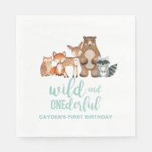 Wild Onederful Woodland Animal First Birthday Napk Serviette (Vorderseite)