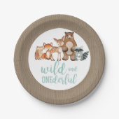 Wild Onederful Woodland Animal First Birthday Pape Pappteller (Vorderseite)