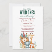 Wild Ones I twins Safari Baby Dusche Einladung (Vorderseite)