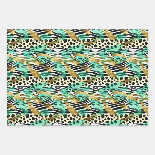 Wild Ones Safari-Muster für Pelztiere Geschenkpapier Set (Vorderseite)