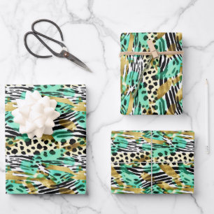 Wild Ones Safari-Muster für Pelztiere Geschenkpapier Set