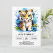 Wild One's Tiger Boy zum Geburtstag Einladung (Stehend Vorderseite)