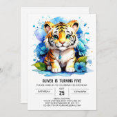 Wild One's Tiger Boy zum Geburtstag Einladung (Vorne/Hinten)