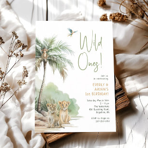 Wild Ones Twin Safari Geburtstag Dschungel Einladung