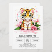 Wild One's Whimsical Tiger Birthday Einladung (Vorne/Hinten)