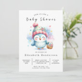 Wild online Owl Baby Shower Einladung (Stehend Vorderseite)