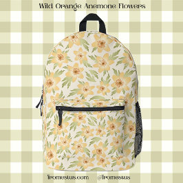 Wild Orange Anemone Blume - nahtlos. Bedruckter Rucksack