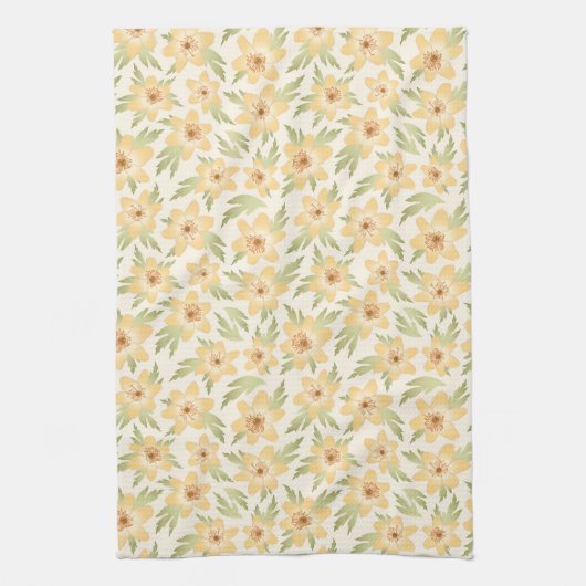 Wild Orange Anemone Blume - nahtlos. Geschirrtuch (Vertikal)