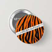 Wild Orange Black Tiger Stripes Animal Print Button (Vorne & Hinten)