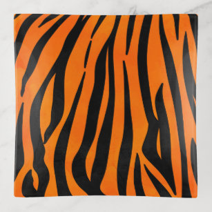 Wild Orange Black Tiger Stripes Animal Print Dekoschale