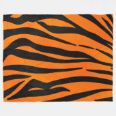 Wild Orange Black Tiger Stripes Animal Print Fleecedecke (Vorderseite (Horizontal))