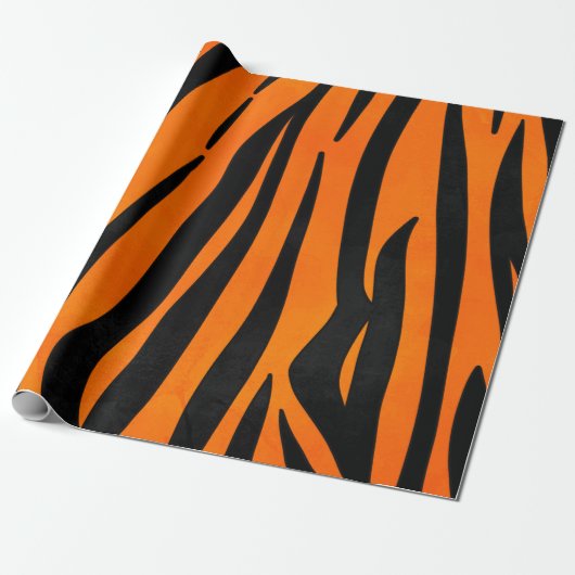 Wild Orange Black Tiger Stripes Animal Print Geschenkpapier (Ungerollt)