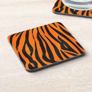 Wild Orange Black Tiger Stripes Animal Print Getränkeuntersetzer