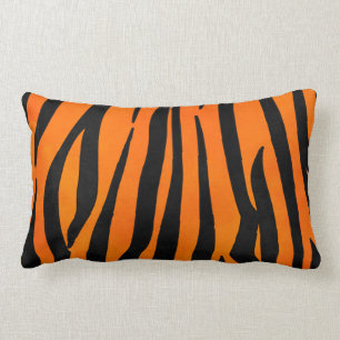 Wild Orange Black Tiger Stripes Animal Print Lendenkissen