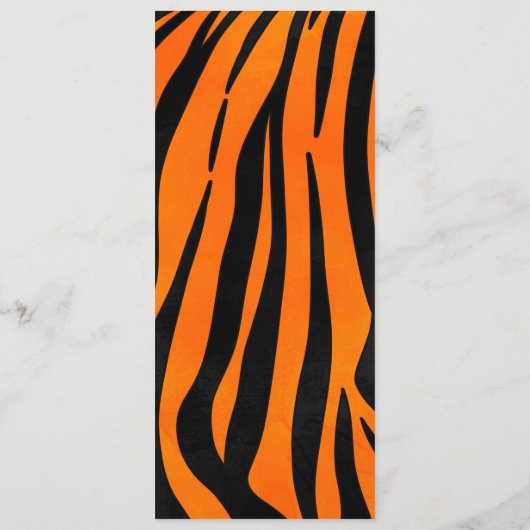 Wild Orange Black Tiger Stripes Animal Print Menükarte (Rückseite)