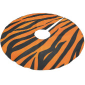 Wild Orange Black Tiger Stripes Animal Print Polyester Weihnachtsbaumdecke (Schrägansicht)