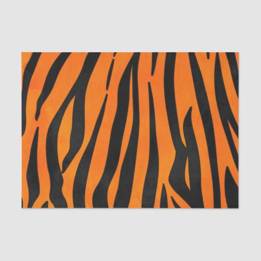 Wild Orange Black Tiger Stripes Animal Print Seidenpapier (Vorderseite)