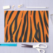 Wild Orange Black Tiger Stripes Animal Print Seidenpapier (Handwerk)