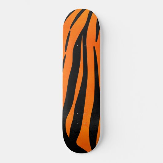 Wild Orange Black Tiger Stripes Animal Print Skateboard (Vorderseite)