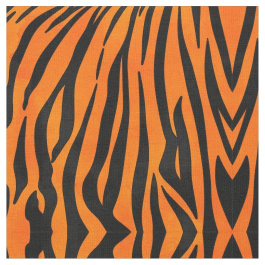 Wild Orange Black Tiger Stripes Animal Print Stoff (Nahaufnahme)