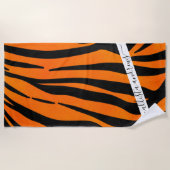 Wild Orange Black Tiger Stripes Animal Print Strandtuch (Vorderseite)