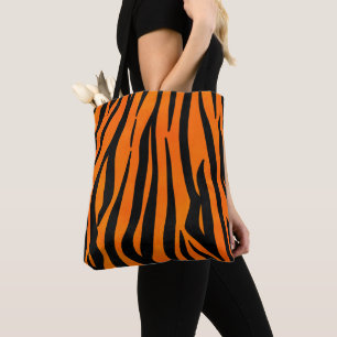Wild Orange Black Tiger Stripes Animal Print Tasche