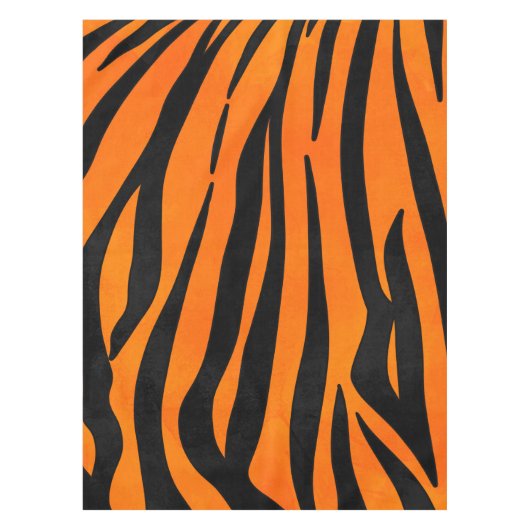 Wild Orange Black Tiger Stripes Animal Print Tischdecke (Vorderseite)