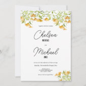 Wild-orange-gelbe grüne Frühlingsheirat Einladung (Vorderseite)