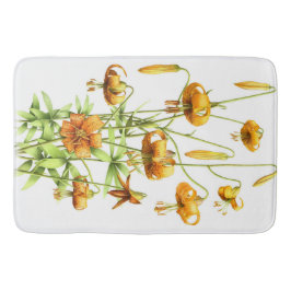 Wild Orange Tiger Lilies Botanical Art Badematte