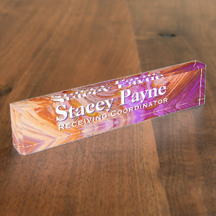 Wild Orange und Fuscia Acrylplatten Namensplakette