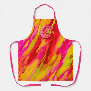 Wild Orange und Fuscia Alcohol Ink Schürze