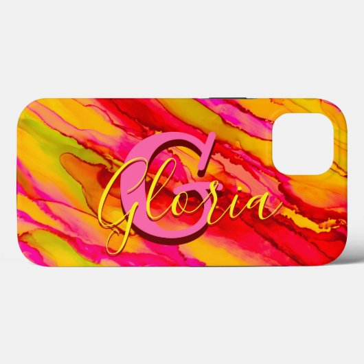 Wild Orange und Fuscia Alkohol Tinte Case-Mate iPhone Hülle (Rückseite (Horizontal))