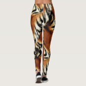 Wild Orange und Weiße Tiger Streifen Leggings (Rückseite)